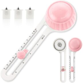 TIESOME Adjustable Circular Paper Cutter, with 3 Replacement Blades, Circle Cutter Tool Rotating Paper Cutter Circular Cutting Tool Paper Trimmer 3.9-12.6in for Scrapbooking Making Art DIY(Pink)