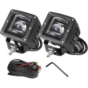 2Pcs 3 Inch SAE LED Fog Light Pods Off Road DOT Approved Driving Lights Square LED Cubes Work Light Fog Lamps for Trucks Wrangler JK Nissan Ram 4x4 Boat Motorcycle Tacoma