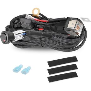 Wiring Harness 1 Lead, Niking Auto Wiring Harness Kit for LED Light Bar Fog Light Work Light 12V 40A Rock Switch Relay Fuse Nylon Heavy Duty Wire Kits Offroad LED Pods Wire Kit for Truck UTV ATV Boat
