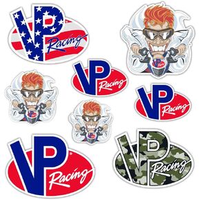 Decalcomania VP Racing Decals - Set of 8 Officially Licensed VP Racing Fuels Car Stickers - Mad Scientist VP Racing Flag Camo Logos