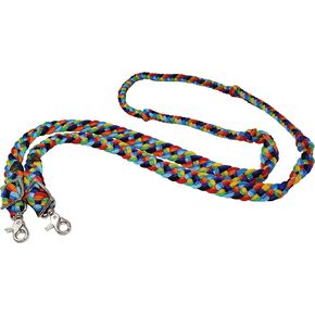 CHALLENGER Horse Western Nylon Braided Roping Knotted Barrel Reins Rainbow 607515