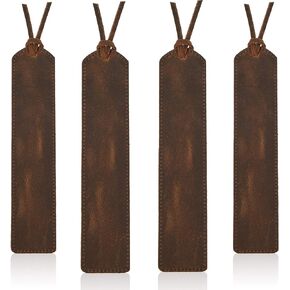 Outus Leather Bookmark, Classic Stitched Bookmark, Leather Page Markers for Men Women Kids Halloween Christmas Bookworms Writers Relatives and Friends (4 Pieces)