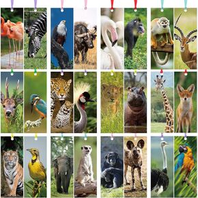 Eaasty 120 Pcs Kids Bookmarks Bulk Safari Cute Cool Bookmarks with Ribbons for Book Lovers Students Boys Girls School