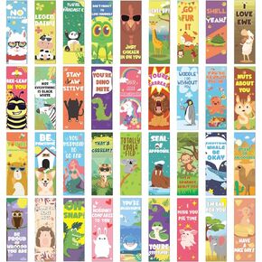 120PCS Animal Bookmarks for Kids, Paper Bookmark Set Motivational Animal Pun Book Marks for Reading, Bulk Funny Bookmark Pack for Book Lovers Classroom Reward