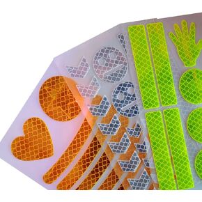 47 pcs Reflective Stickers for Helmet Bicycle, Bike reflectors, Reflective Stickers for Hard Surfaces Motorcycle, Helmets, Bicycles, Strollers, Wheelchairs (3 Pack, 6.7 x 4.1 Inches)