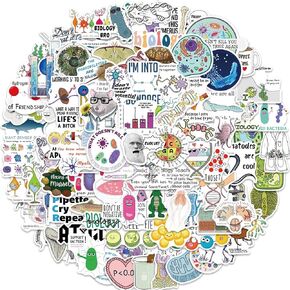 100Pcs Funny Biology Waterproof Stickers for Water Bottle & Laptop & Notebook, Cute Biology Stickers Pack for Teachers & Students, Funny Biology Gifts for Students, Teens, Adults, Decal (Biology)