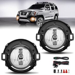 Fog Lights compatible with Nissan Xterra 2005-2015, Nissan Frontier 2010-2019, with Plastic Bumper Only, 1 Pair Fog Lamps, 26150EA025 NI2590102 (Yellow)