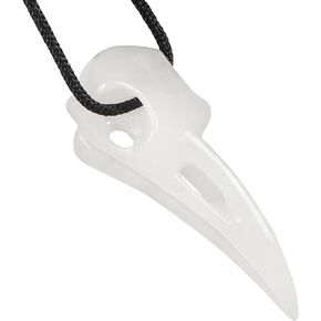 2.5" Crystal Raven Skull Figurine Natural Africa Blood Stone Bird Crow Head Statue Healing Stone Pendant Necklace Jewelry for Women Men