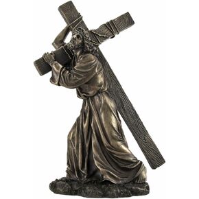 Design Jesus on The Way to Calvary Bronze Finished Statue - 12 Inches Tall - Cold Cast Resin with Hand-Painted Accents - a Profound Religious Sculpture for Christian Devotion