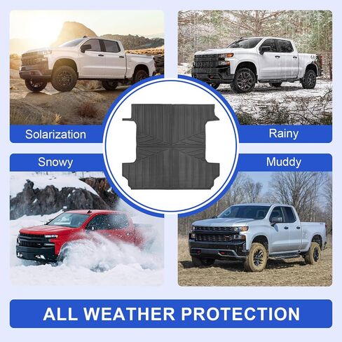 Truck Bed Mats Compatible with 2019-2024 Chevy Silverado 1500 & GMC Sierra 1500 Crew Cab 5.8Ft Short Bed, TPE All-Weather Rubber Truck Bed Liner Pickup Truck Accessories in Saudi Arabia