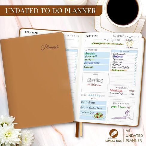 دفتر ملاحظات To Do Planner، مخطط يومي غير مؤرخ للجدول الزمني، مجلة جدول أعمال من جلد البولي يوريثان الناعم لتحسين إدارة الوقت، وتتبع العادات وقائمة الأهداف - ابدأ في أي وقت، 5.8 بوصة × 8.5 بوصة (أسود) in Saudi Arabia