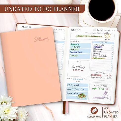 دفتر ملاحظات To Do Planner، مخطط يومي غير مؤرخ للجدول الزمني، مجلة جدول أعمال من جلد البولي يوريثان الناعم لتحسين إدارة الوقت، وتتبع العادات وقائمة الأهداف - ابدأ في أي وقت، 5.8 بوصة × 8.5 بوصة (أسود) in Kuwait