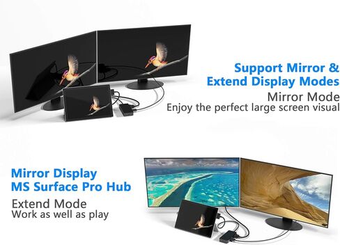 قاعدة تركيب Surface Pro لمنصة Surface Pro 4/5/6 مع HDMI وVGA وDP ومنفذ RJ-45 جيجابت إيثرنت و3 منافذ USB 3.0 ومنفذ مزامنة USB C ومنفذ إخراج الصوت وقارئ بطاقات SD/TF ومنفذ USB صغير ميناء in Kuwait