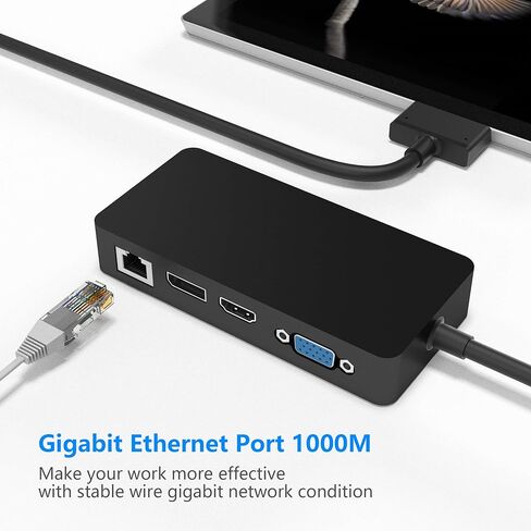 قاعدة تركيب Surface Pro لمنصة Surface Pro 4/5/6 مع HDMI وVGA وDP ومنفذ RJ-45 جيجابت إيثرنت و3 منافذ USB 3.0 ومنفذ مزامنة USB C ومنفذ إخراج الصوت وقارئ بطاقات SD/TF ومنفذ USB صغير ميناء in Kuwait