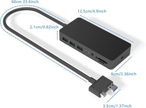 قاعدة تركيب Surface Pro لمنصة Surface Pro 4/5/6 مع HDMI وVGA وDP ومنفذ RJ-45 جيجابت إيثرنت و3 منافذ USB 3.0 ومنفذ مزامنة USB C ومنفذ إخراج الصوت وقارئ بطاقات SD/TF ومنفذ USB صغير ميناء in Kuwait