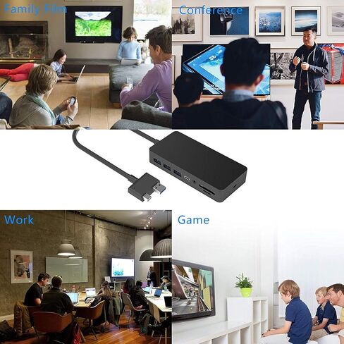 قاعدة تركيب Surface Pro لمنصة Surface Pro 4/5/6 مع HDMI وVGA وDP ومنفذ RJ-45 جيجابت إيثرنت و3 منافذ USB 3.0 ومنفذ مزامنة USB C ومنفذ إخراج الصوت وقارئ بطاقات SD/TF ومنفذ USB صغير ميناء in Kuwait