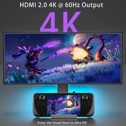 Steam Deck Dock:- 5-in-1 Aluminum 4k Hub Steam Deck Docking Station with HDMI2.0 4K@60Hz TV, Support PD 100W Fast Charging, 3 USB-A 3.0 Dock for Valve Steam Deck OLED ROG Ally in Saudi Arabia