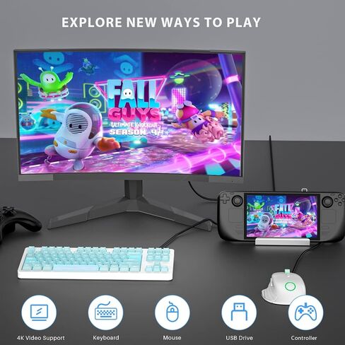 Steam Deck Dock:- 5-in-1 Aluminum 4k Hub Steam Deck Docking Station with HDMI2.0 4K@60Hz TV, Support PD 100W Fast Charging, 3 USB-A 3.0 Dock for Valve Steam Deck OLED ROG Ally in Saudi Arabia