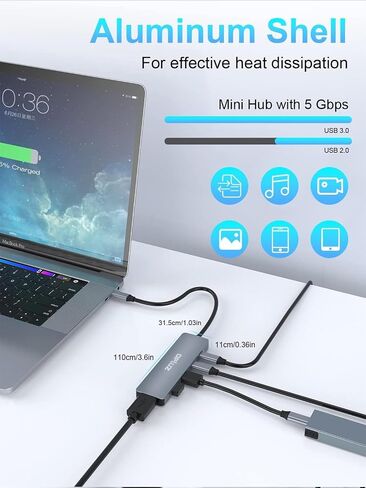 USB C Hub 5 في 1 USB C إلى 4K@60HZ Hdmi محول متعدد المنافذ، 5 جيجابت في الثانية 100 وات PD USB C Dock USB3.0 Dongle Docking Station الألومنيوم USB C Dock Hub لأجهزة MacBook Dell Hp Lenovo - ملحقات الكمبيوتر in Saudi Arabia