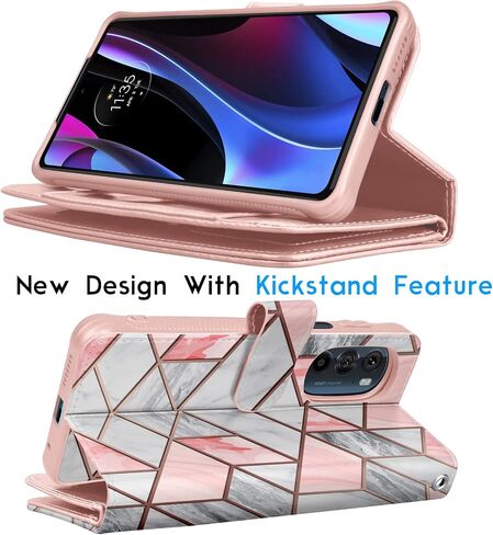 حافظة محفظة Tekcoo لهاتف Motorola Edge+ 2022 | موتو ايدج بلس 5 جي يو دبليو 2022 | ايدج 30 برو | X30 | XT2201 حامل بطاقات الائتمان من جلد البولي يوريثان، غطاء فليب للحمل [حافظات صلبة مغناطيسية قابلة للفصل] رخامي in Kuwait
