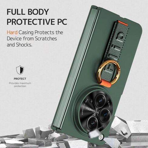 حافظة حزام متوافقة مع NINKI لجراب OnePlus المفتوح مع سوار معصم وواقي شاشة، جراب Oppo Find N3، غطاء صلب مقاوم للصدمات من البولي كربونات، جراب هاتف رقيق خفيف الوزن لهاتف OnePlus مفتوح الوجه مع حزام أخضر in Kuwait