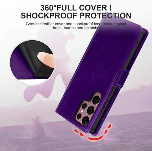 for Samsung Galaxy S22 Ultra Case Leather Wallet with Card Holder[ RFID Blocking] 360 Full Shockproof Protection Magnetic Closure Phone Cover & Wrist Strap for Galaxy S22 Ultra 6.8-Burgundy in Saudi Arabia
