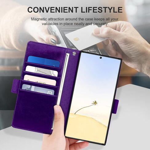 for Samsung Galaxy S22 Ultra Case Leather Wallet with Card Holder[ RFID Blocking] 360 Full Shockproof Protection Magnetic Closure Phone Cover & Wrist Strap for Galaxy S22 Ultra 6.8-Burgundy in Saudi Arabia