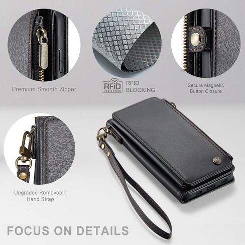 Defencase Compatible with iPhone Xs MAX Case Wallet with RFID Blocking Card Holder for Women Men, Fashion PU Leather Magnetic Snap Flip Zipper Strap Wallet Phone Case Fit for iPhone Xs MAX, Rose Pink in Saudi Arabia