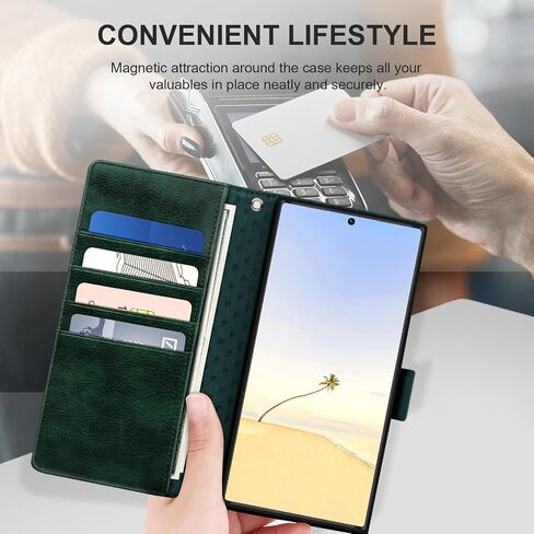 for Samsung Galaxy S22 Ultra Case Leather Wallet with Card Holder[ RFID Blocking] 360 Full Shockproof Protection Magnetic Closure Phone Cover & Wrist Strap for Galaxy S22 Ultra 6.8-Burgundy in Saudi Arabia