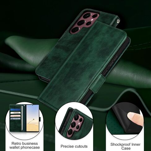 for Samsung Galaxy S22 Ultra Case Leather Wallet with Card Holder[ RFID Blocking] 360 Full Shockproof Protection Magnetic Closure Phone Cover & Wrist Strap for Galaxy S22 Ultra 6.8-Burgundy in Saudi Arabia