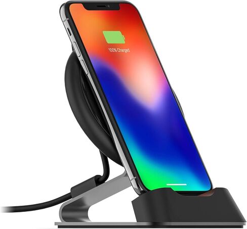 حامل مكتب Mophie Charge Stream مصنوع لهاتف Apple iPhone Xs/X، وiPhone Xs Max، وiPhone XR، وiPhone 8 Plus، وiPhone 8، وSamsung، والأجهزة الأخرى التي تدعم Qi - أسود (409901555) in Kuwait