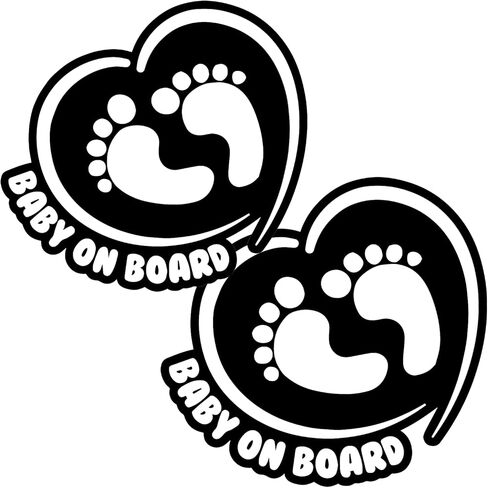 TOTOMO Baby on Board Sticker for Cars Funny Cute Safety Caution Decal Sign for Car Window and Bumper No Need for Magnet or Suction Cup - Footprint in Heart in Saudi Arabia