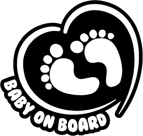 TOTOMO Baby on Board Sticker for Cars Funny Cute Safety Caution Decal Sign for Car Window and Bumper No Need for Magnet or Suction Cup - Footprint in Heart in Saudi Arabia