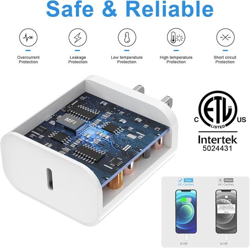 شاحن iPhone سريع الشحن [معتمد من MFi]، مجموعة شاحن حائط USB-C بقوة 20 وات مع كابل USB C بطول 10 أقدام إلى Lightning لهاتف iPhone 14/14 Pro/14 Pro Max/14 Plus/13/13 Pro/13 Pro Max/12 /11/XS/XR/8/7 in Kuwait