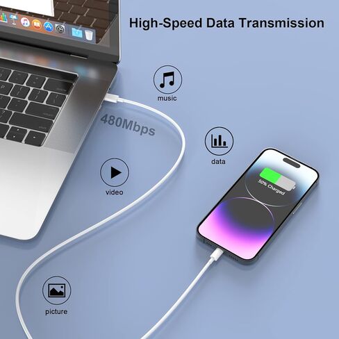 شاحن iPhone سريع الشحن [معتمد من MFi]، مجموعة شاحن حائط USB-C بقوة 20 وات مع كابل USB C بطول 10 أقدام إلى Lightning لهاتف iPhone 14/14 Pro/14 Pro Max/14 Plus/13/13 Pro/13 Pro Max/12 /11/XS/XR/8/7 in Kuwait