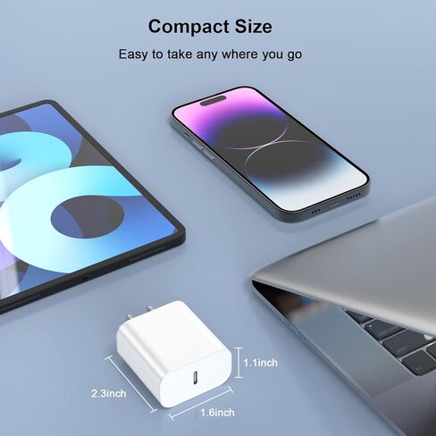 شاحن iPhone سريع الشحن [معتمد من MFi]، مجموعة شاحن حائط USB-C بقوة 20 وات مع كابل USB C بطول 10 أقدام إلى Lightning لهاتف iPhone 14/14 Pro/14 Pro Max/14 Plus/13/13 Pro/13 Pro Max/12 /11/XS/XR/8/7 in Kuwait