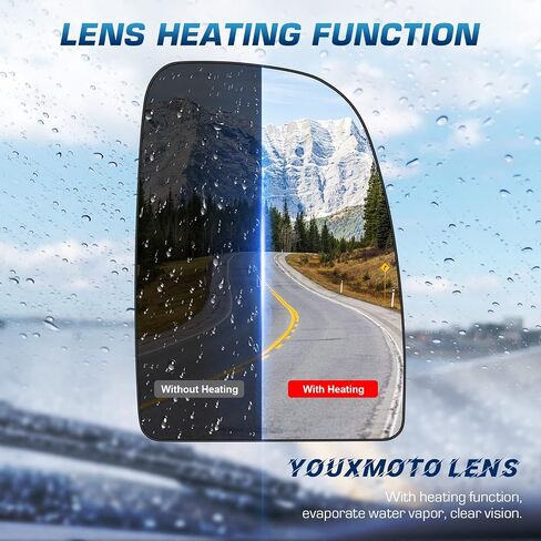 استبدال زجاج مرآة Youxmoto الجانب الأيمن للركاب 2014-2021 مناسب لـ Ram Promaster 1500 2500 3500 زجاج مرآة علوي محدب مع حامل خلفي، مناسب CH1321376 in Saudi Arabia