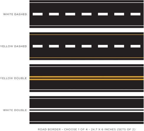 Sunny Decals Road Wall Border Fabric Wall Decal - White - Set of Two 24.7" x 6" Sections - Reusable, Repositionable in Saudi Arabia