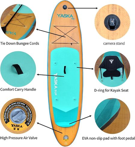 10.6ft Inflatable Stand Up Paddle Board- SUP Board for All Skill Levels with SUP Accessories & Fiberglass Paddle,Fin, Leash, Double Action Pump and ISUP Travel Backpack for Youth & Adult (Blue) in Saudi Arabia