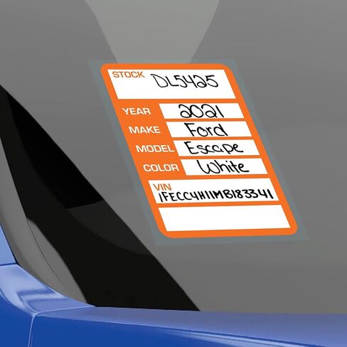 Versa-Tags ملصقات مخزون تاجر السيارات تصميم محسّن 100 ملصق نافذة المخزون الأزرق ملصقات نافذة تاجر السيارات ملصقات الزجاج الأمامي Kleer-bak مطبوعة في الولايات المتحدة الأمريكية 3 بوصة × 4 بوصة in Kuwait