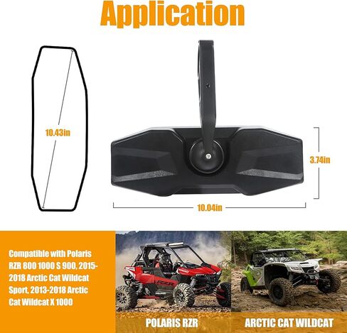 مرآة الرؤية الخلفية UTV تناسب شريط قفص دوار مقاس 1.75 بوصة، مرآة UTV للرؤية الخلفية لمركز RZR محدبة لـ Polaris RZR 800 1000 S 900 XP Arctic Cat Wildcat Sport 2015-2018، General، Ranger # 2881540 in Kuwait