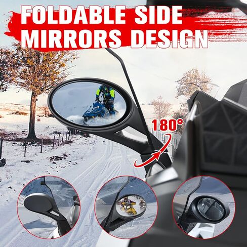 مجموعة مرآة الرؤية الخلفية A & UTV PRO لسيارة Polaris Snowmobile، غطاء محرك السيارة القابل للطي القابل للتعديل، ملحقات المرايا الجانبية المحدبة للرؤية الخلفية، استبدال OEM #2877803، قطعتان in Saudi Arabia