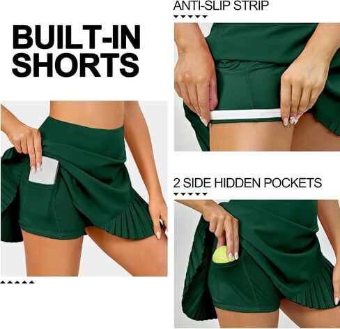 Little Donkey Andy Women's Pleated Tennis Skirts Athletic Golf Skorts High Waisted Casual Workout Sports Running Skirts in Saudi Arabia