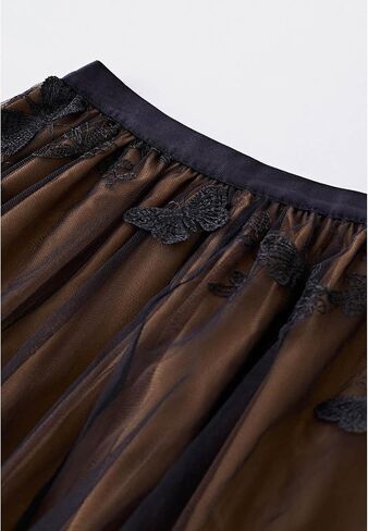 CHICWISH Women's 3D Butterfly Double-Layered Mesh Midi Skirt in Saudi Arabia