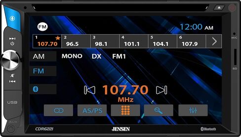 Jensen CDR6221 6.2 بوصة LED CD/DVD شاشة تعمل باللمس ستيريو سيارة مزدوج الدين | مساعد الضغط والتحدث | إدخال الكاميرا الاحتياطية | بلوتوث | شحن سريع عبر USB | مايكرو in Saudi Arabia