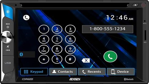 Jensen CDR6221 6.2 بوصة LED CD/DVD شاشة تعمل باللمس ستيريو سيارة مزدوج الدين | مساعد الضغط والتحدث | إدخال الكاميرا الاحتياطية | بلوتوث | شحن سريع عبر USB | مايكرو in Saudi Arabia