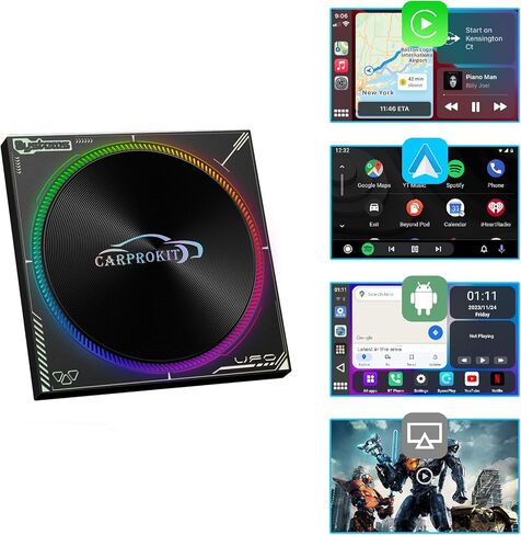 CPK680 PRO Car Wireless CarPlay Android Auto Converter Mirroring Magic AI Box، نظام تشغيل Android 13.0، 8 جيجابايت + 128 جيجابايت، يدعم YouTube Netflix Hulu Disney +، للسيارات 2016-2024 مع CarPlay السلكية من المصنع in Kuwait