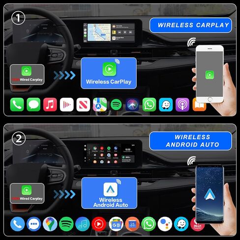 CPK680 PRO Car Wireless CarPlay Android Auto Converter Mirroring Magic AI Box، نظام تشغيل Android 13.0، 8 جيجابايت + 128 جيجابايت، يدعم YouTube Netflix Hulu Disney +، للسيارات 2016-2024 مع CarPlay السلكية من المصنع in Kuwait
