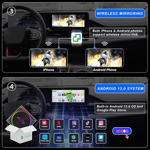 CPK680 PRO Car Wireless CarPlay Android Auto Converter Mirroring Magic AI Box، نظام تشغيل Android 13.0، 8 جيجابايت + 128 جيجابايت، يدعم YouTube Netflix Hulu Disney +، للسيارات 2016-2024 مع CarPlay السلكية من المصنع in Kuwait