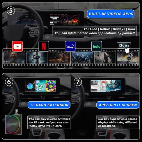 CPK680 PRO Car Wireless CarPlay Android Auto Converter Mirroring Magic AI Box، نظام تشغيل Android 13.0، 8 جيجابايت + 128 جيجابايت، يدعم YouTube Netflix Hulu Disney +، للسيارات 2016-2024 مع CarPlay السلكية من المصنع in Kuwait